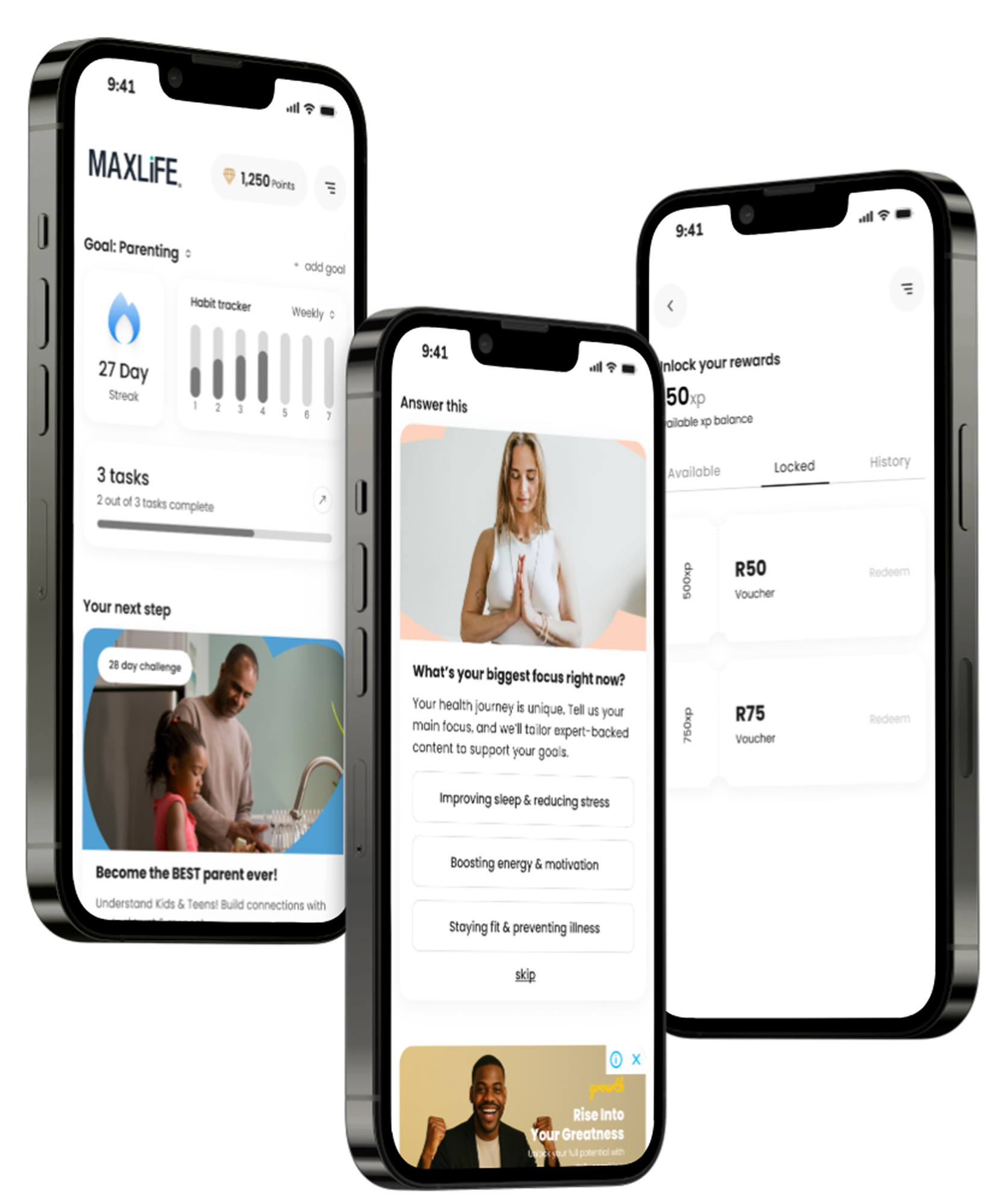 MaxLife habit building feature visual